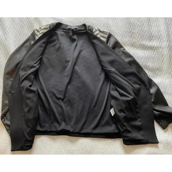 Picadilly Blazer Women’s XS Vintage 90’s Y2K Black  White Chevron Made In Canada - Picture 9 of 13